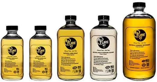 Pure Scented Starter Pack, Natural Laundry Detergent, Dish Soap, Hand Soap(2), Multi-Purpose Cleaner, Set of 5 (Lavender)