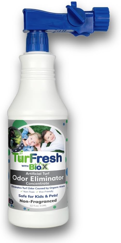 TurFresh BioX Artificial Turf Odor Eliminator Concentrate – 32 oz Bottle, Unscented – Pet-Safe Turf Cleaner for Urine and Feces Odor Removal – All-Natural, Non-Toxic, Kid Safe