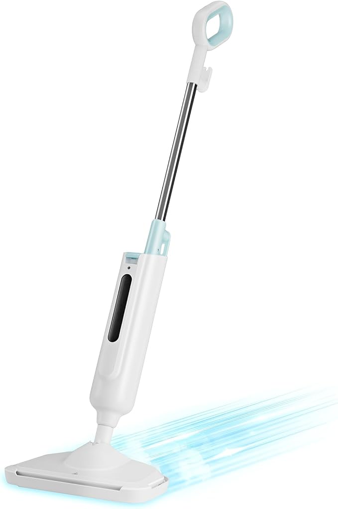 Simple Deluxe Steam Mop for Floor Cleaning, Lightweight Floor Steamer Cleaner Mop - Ideal for Hardwood/Tile/Laminate Floors Carpet, 2 Washable Pad, White and Green