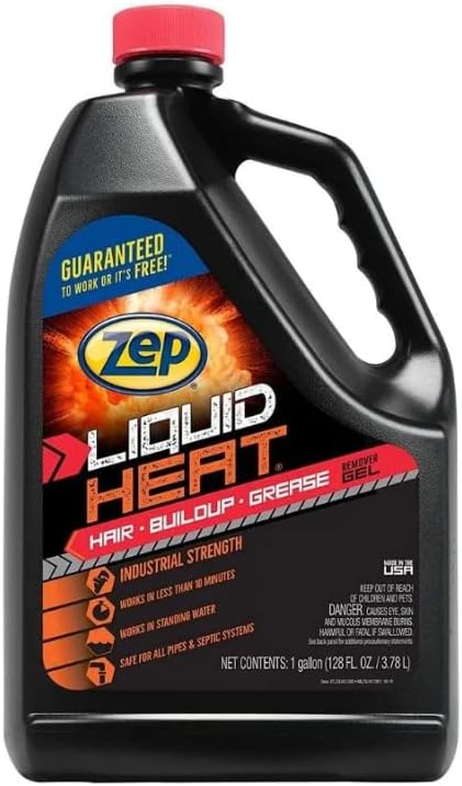 Zep Liquid Heat Clog Dissolver Gel - 1 Gallon (Case of 4) ZULHG128 - Professional Strength Formula Works in less than 10 Minutes