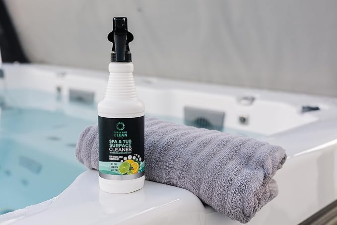 Spa & Hot Tub Surface Cleaner - All Natural Lemon/Lime Scent, Removes Scale, Dirt, Grime, & Hard Water | Ideal for Hot Tubs, Swim Spas, Bath Tubs & Showers | 16oz