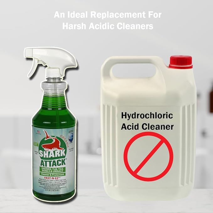 Shark Attack Organic - Bathroom Cleaner & Protectant - 32 oz (4), Green