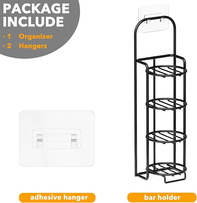 SpaceAid 4 Tier Shampoo Bar Holder for Shower, Self Draining Soap Bar Holders Caddy for Bathroom Wall and Kitchen Sink, Shampoo Bar Dish Rack, Stainless Steel Bar Soap Holder (Black)