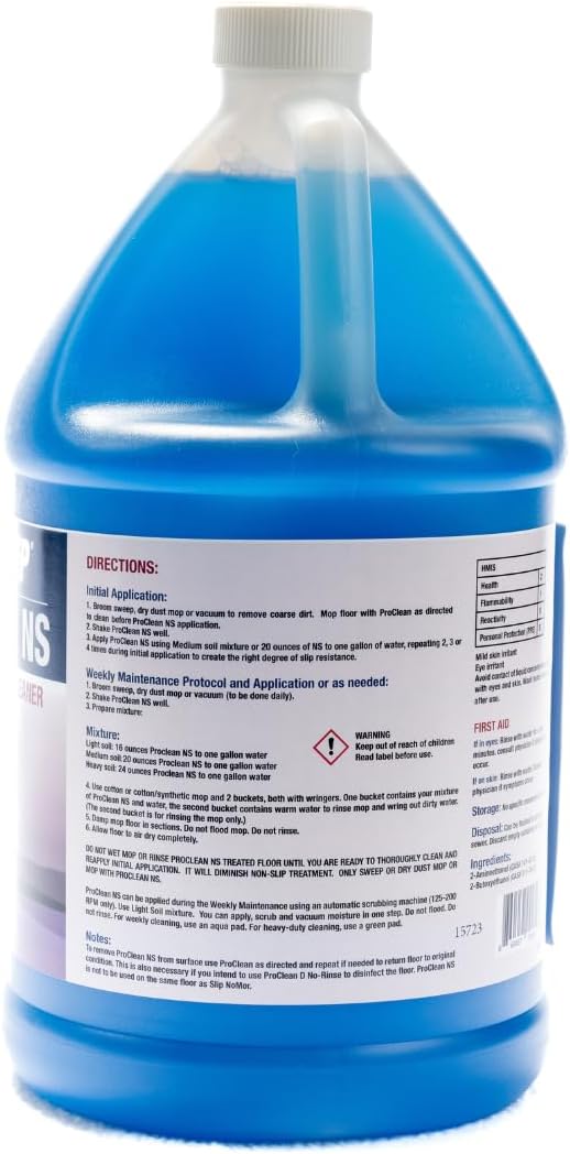 ProClean NS Non-Slip Floor Cleaner – 1 Gallon Concentrated Slip Resistant All-Purpose Floor Cleaner for Wood Laminate and Marley – Neutral pH Safe for Studios and Non-Porous Floors