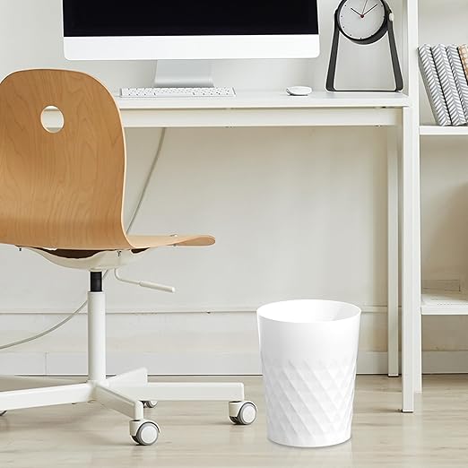 JiatuA 3 Pack Small Trash Can with Trash Bags Bathroom Garbage Bin Round Plastic Waste Basket for Kitchen, Bedroom, Office, College Dorm, Craft Room, White