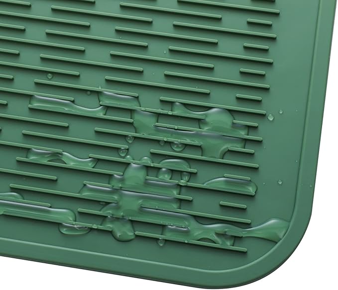 Silicone Dish Drying Mat for Multiple Usage,Easy clean,Eco-friendly,Heat-resistant Silicone Mat for Kitchen Counter or Sink,Refrigerator or Drawer Liner Green 4XL 32 inches x 18 inches