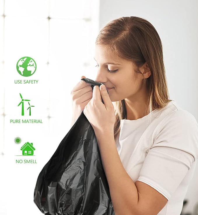 0.5 Gallon Mini Trash Bags Garbage Bags, Tiny Bathroom Trash Can Liners by Teivio, Small Plastic Bags for Desktop Trash Bin/Dog/Poop Car, Fit 2 Liters or Less Can (250 Counts, Black)