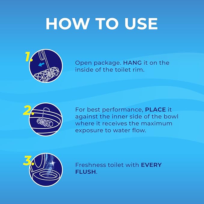 Toilet Bowl Cleaner Blue Active Rim Hanger – Ocean Scent, 2 × 1.8 OZ (50g), Lasts Up to 2 Months, Cleans & Deodorizes with Every Flush