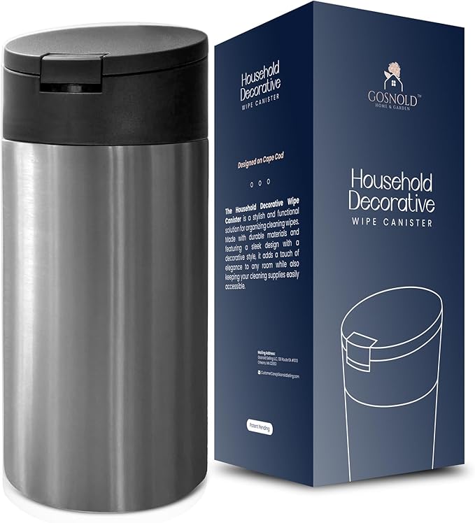 Extra Large Refillable Wet Wipes Dispenser (Black Lid) | Fits Clorox, Lysol, Bleach, Disinfecting Wipes | Durable Reusable Wipes Holder for Kitchen, Bathroom, Office, School | Gosnold Home & Garden