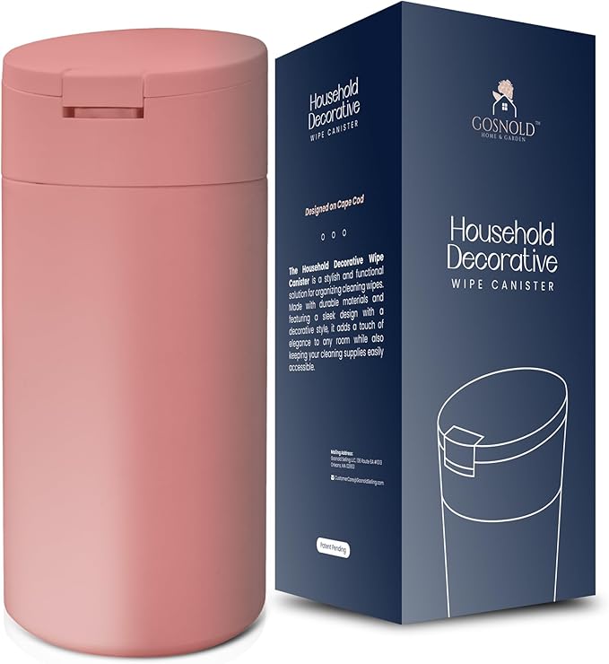 Extra Large Refillable Disinfecting Wet Wipes Dispenser (Pink) | Fits Clorox, Lysol, Bleach, Sanitizing Wipes | Durable Reusable Wipes Holder for Kitchen, Bathroom, Office | Gosnold Home & Garden