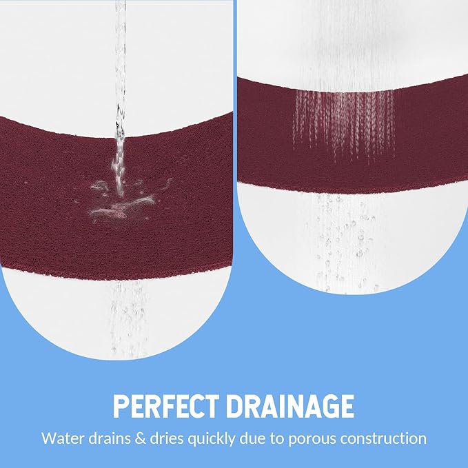 Non-Slip Bathtub Mat, Anti Slip Shower Mat, Fast Drying Bathtub Mats, Foot Scrubber Mat, Anti Slip Mat for Tub, Floor, Bathroom, Kitchen, Home, Hotel (Wine Red 24"×16")