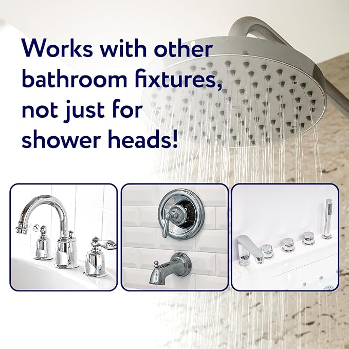 IMPRESA Shower Head Cleaner Solution for Hard Water - 8 fl oz Lemon Scent Liquid - Lime Deposit Remover & Descaler for Shower Heads - Restores Water Flow - Made in USA