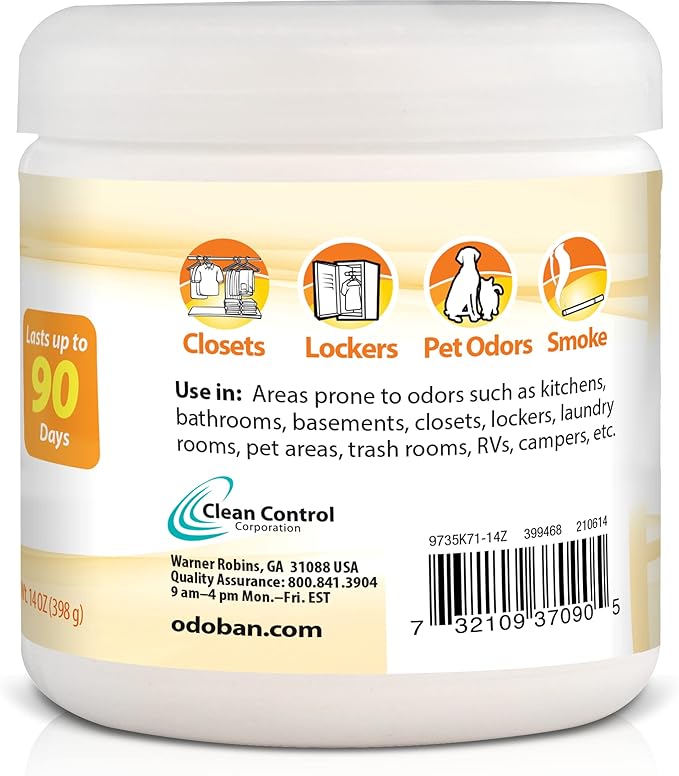 Pets Rule OdoBan Solid Odor Absorber Air Freshener, 14 Ounce Jar, Citrus Scent