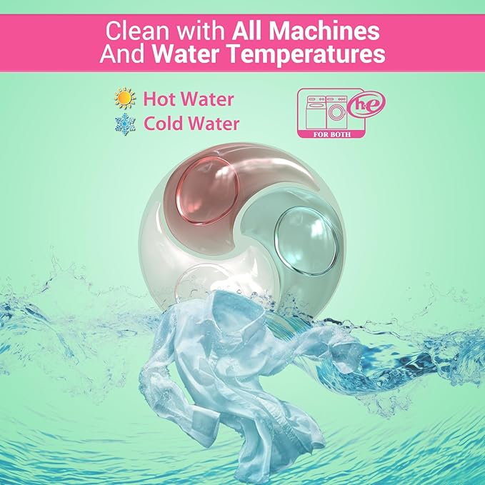 WBM Home Laundry Detergent Pods, Spring Fragrance Scent, 96 Count - HE Concentrated Laundry Pods With 10x Ultrapower Cleaning and 4D Laundry Stain Remover