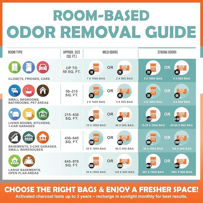 Sunlight® Activated Charcoal Odor Absorber for Home, Odor Eliminator for Strong Odor, Closet deodorizer, Car Air Purifier, Car Smoke Odor Eliminator, better than Bamboo Charcoal Bag 10 Pack, 100g Each