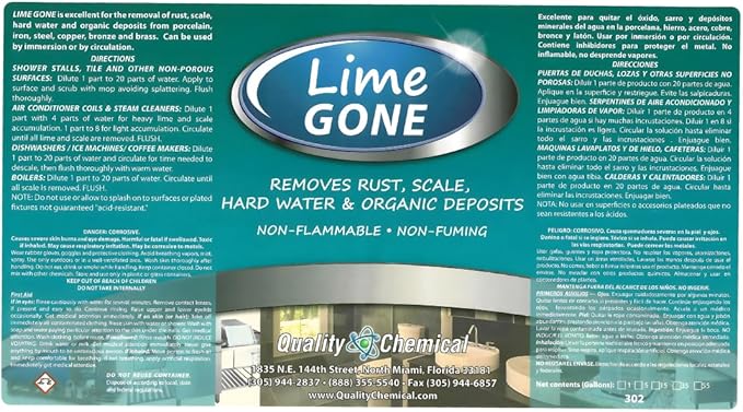 Quality Chemical Lime-Gone Remover - Calcium, Lime and Hard Water Stain Remover for Bathroom, Shower and Tile - Lime a Way - 128 oz (Pack of 1)