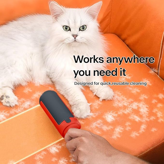 PAKEWAY 2 Pack Pet Hair Remover for Couch & Carpet, Reusable Lint Roller with Self-Cleaning Base, Dog & Cat Fur Remover, Portable Hair Removal Tool