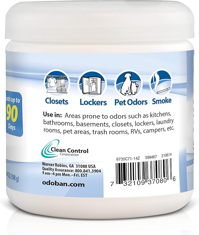 Pets Rule OdoBan Solid Odor Absorber Air Freshener, 2-Pack, 14 Ounce Jar Each, Fresh Linen Scent