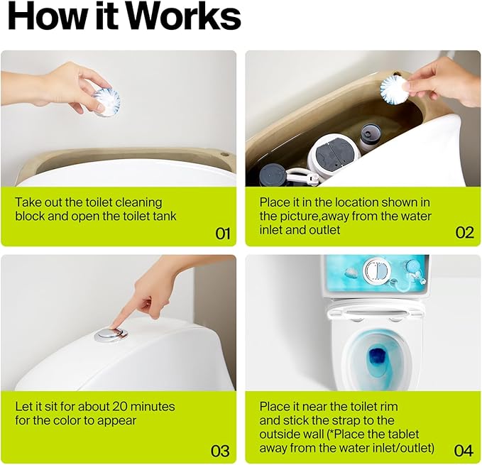 Auto Toilet Bowl Cleaner Tablets, 21 Tabs, Automatic Long-Lasting Blue Toilet Tank Cleaner, Septic-Safe, Helps Reduce Hard Water Stains, Easy to Use