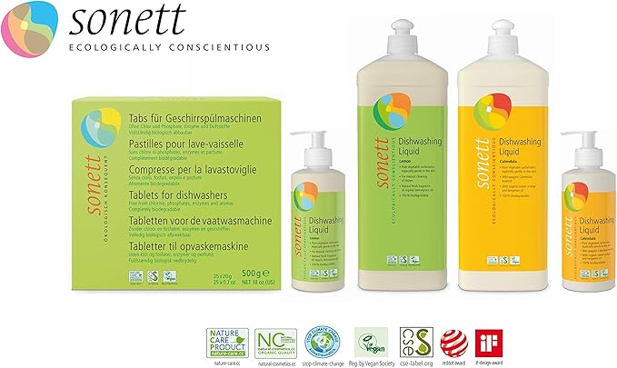 Sonett Organic Dishwashing Liquid (1 Count Calendula, 10 Fl.Oz) Certified Organically Grown