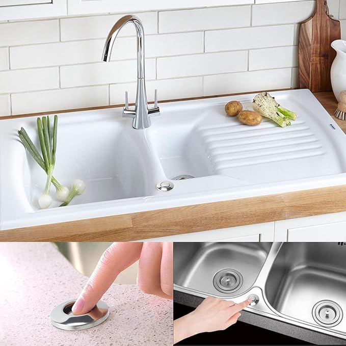 Garbage Disposal Air Switch Kit Dual Outlet Sink Top Waste Disposal Long Stainless Steel Polished On/Off Air Button Food and Waste Disposals Part by Etoolcity