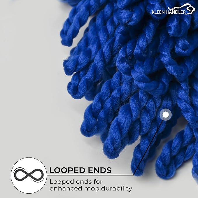 KLEEN HANDLER 48 Inch Microfiber Dust Mop, X-Large Washable Commercial, Sweeper, Janitorial Head Replacement, Push Mop Broom, Blue