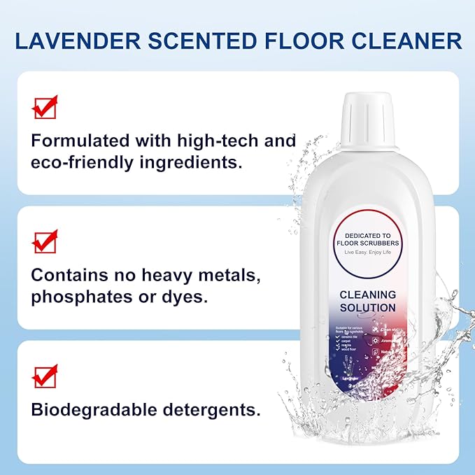 Floor Cleaner 1000ml Lavender Scent Compatible with Tineco Cleaning Solution, Residue & Streak Free, Suitable for All Robot Vacuum Cleaners and Wireless Wet Dry Dual-Use Vacuum Cleaners (Lavender)