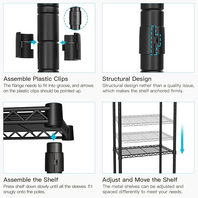 Ulif E1 Heavy Duty Closet Garment Rack, 6 Tiers Adjustable Metal Freestanding Expandable Clothing Storage with 4 Hanger Rods, Easy to Assemble Wardrobe, 71.4" H x (70" - 88.2") L x 14" D, Black