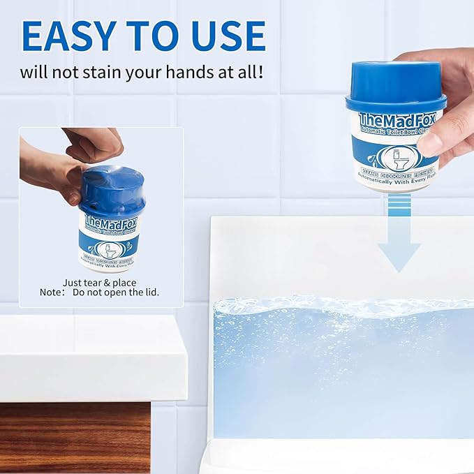 6Pcs Enzymatic Toilet Bowl Cleaner Bottles,Long-Lasting Toilet Tank Cleaner,Automatic Toilet Bowl Cleaner Tablets in Bottles for Tank Bathroom High-efficiency Deodorization Powerful Cleaning