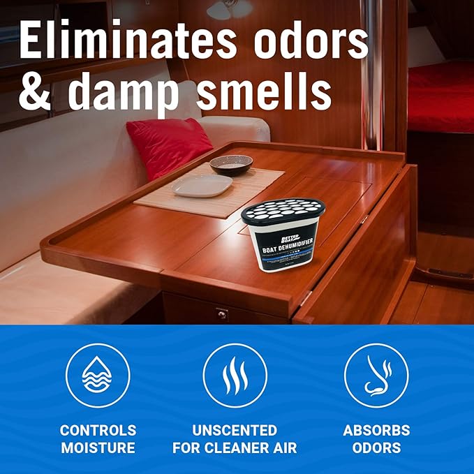 Moisture Absorber and Boat Dehumidifier, Charcoal Odor Remover for Damp Smell and Humidity, Unscented and Fragrance-Free, 2 Pack, Ideal for Basement, Closet, Home, RV, or Boating, No Refill Needed