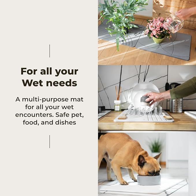 Stone Bath Mat, Diatomaceous Earth Non-Slip Stone Shower Mat - Quick Drying Absorbent Bath Mats for Bathroom - Elegant & Modern Design, Easy to Clean (23.5 x 15) - Graphite