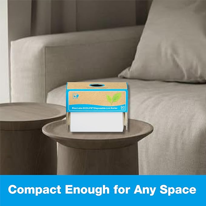 Blue Lake ECOLIFE Plastic-Free Lint Roller β 4-Pack (360 Sheets) | Extra Sticky & Eco-Lint Remover| Ideal for Clothes, Furniture & Carpet(4 Pack-360 Sheets)