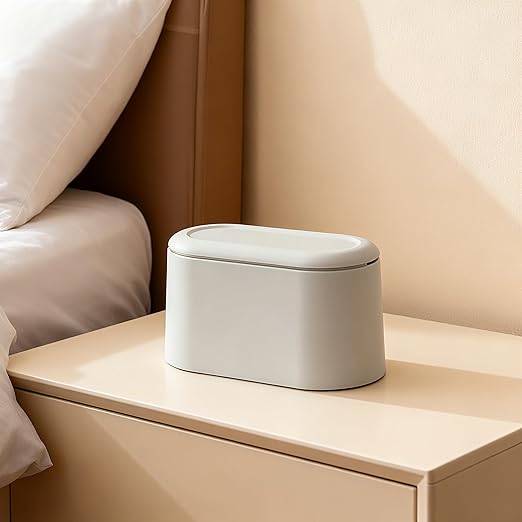 Mini Trash Can for Desk, Tiny Plastic Countertop Garbage Can with Lid, Easy to use and Keep Desktop Clean for Vanity, Bedside, Bathroom and Kitchen with 3 Rolls Trash Bags