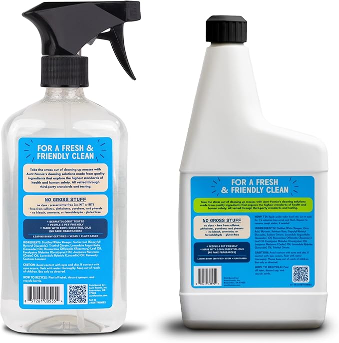 Aunt Fannie's Bathroom Cleaning Bundle, Natural Bathroom Cleaner Spray and Toilet Bowl Cleaner, Vinegar and Plant-Based Formula, Streak-Free, Non-Toxic, Safe for Kids and Pets, Pack of 2