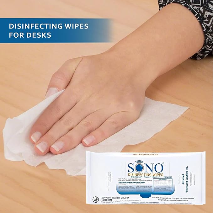 SONO Disinfecting Wipes - 160 Count (Pack of 2) + Sanitizer, Medical-Grade, Alcohol-Free, No Bleach, Gentle & Effective Multi-Surface Cleaning Solution, Larger Sheets