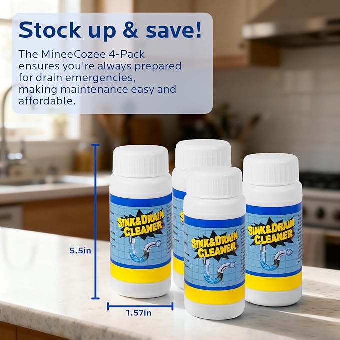 Sink and Drain Cleaner Powder Kit: Fast-Acting Clogged Pipe Opener for Kitchen Bathroom Pipes and Floor Drains - Drain Clog Remover for Routine Home Plumbing Maintenance (400 g)