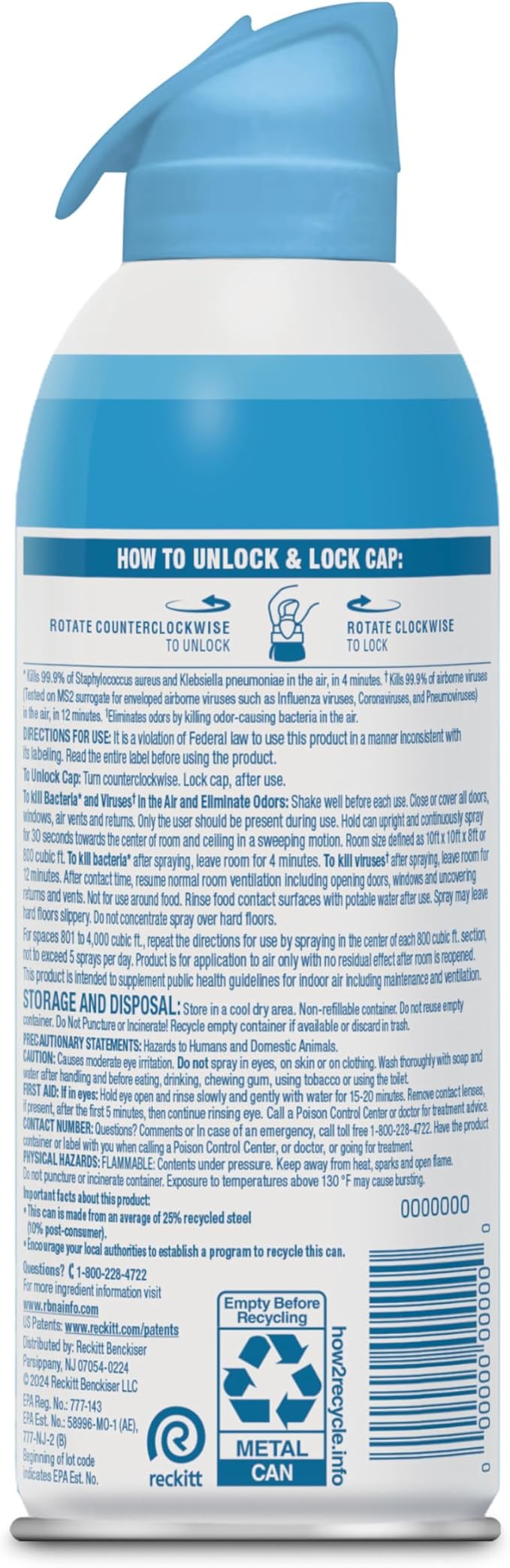 Lysol Air Sanitizer Spray with Odor Eliminator for Home & Office, Sanitizing Spray, Air Freshener Alternative, Cotton Blossom Scent, 10 oz (Pack of 3)