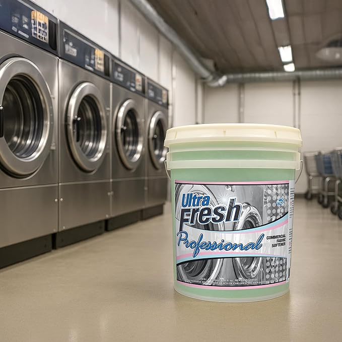 Ultra Fresh Professional 5 Gallon Fabric Softener for Commercial Washing Machines, Liquid Fragrance Booster for Up to 640 Laundry Loads, Fresh Scent