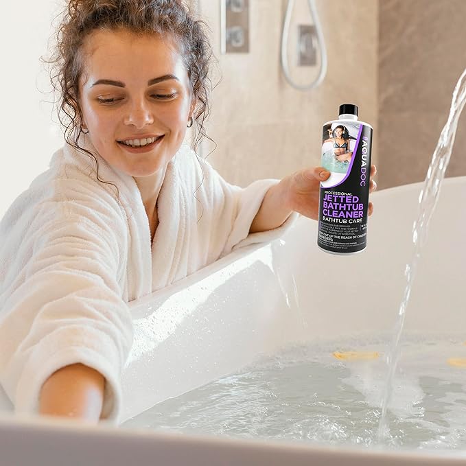 AquaDoc Jetted Bathtub Cleaner - Bathtub Jet Cleaner & Spa Cleaner Chemical - Fast Acting Jetted Tub Cleaner - Recommended Jet Tub Cleaner for Bathtub and Spa Cleaner for Hot Tub