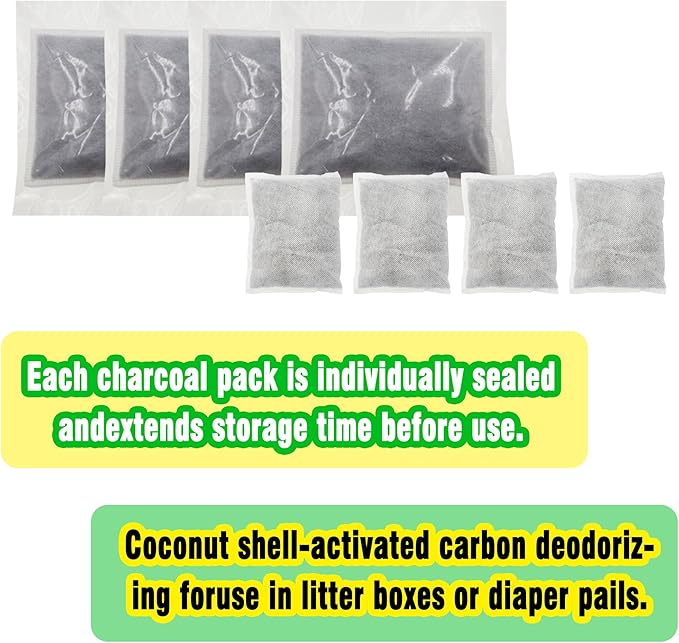 xcivi 4 Pack Odor Absorbing Filter for PetFusion Portable Cat Litter Disposal, Replacement Activated Charcoal Filters For PetFusion PF-LC1A Portable Cat Litter Disposal, Eliminate Odors/Smells