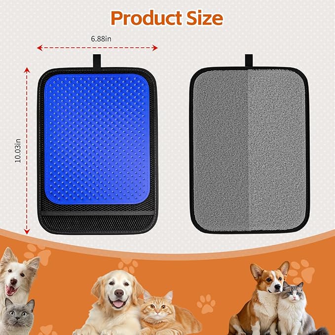 2 in 1 Pet Hair Removal Glove, Upgraded Pet Hair Remover Tool, Gentle Shedding Silicone Magic Brush for Dogs & Cats, Efficient Pet Hair Gloves for Couch Carpet Clothing (Blue)