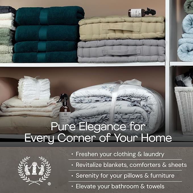 Muse Apothecary Linen Ritual - Aromatic, Soothing, and Relaxing Linen Mist, Laundry and Fabric Spray - Infused with Aromatherapy Essential Oils - 4 oz, Tonka Bean + Amber + Warm Cedarwood