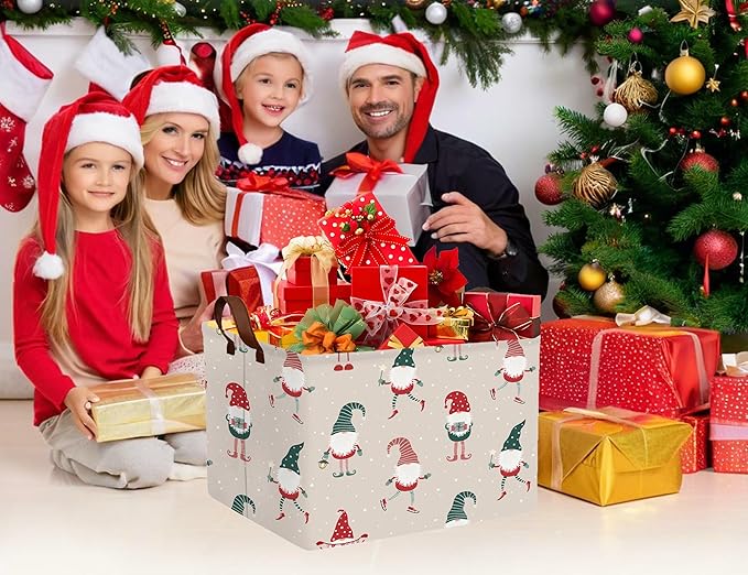 Large Christmas Gifts Empty Baskets Kids Collapsible Holiday Storage Bin with Handle (Dance Gnome)