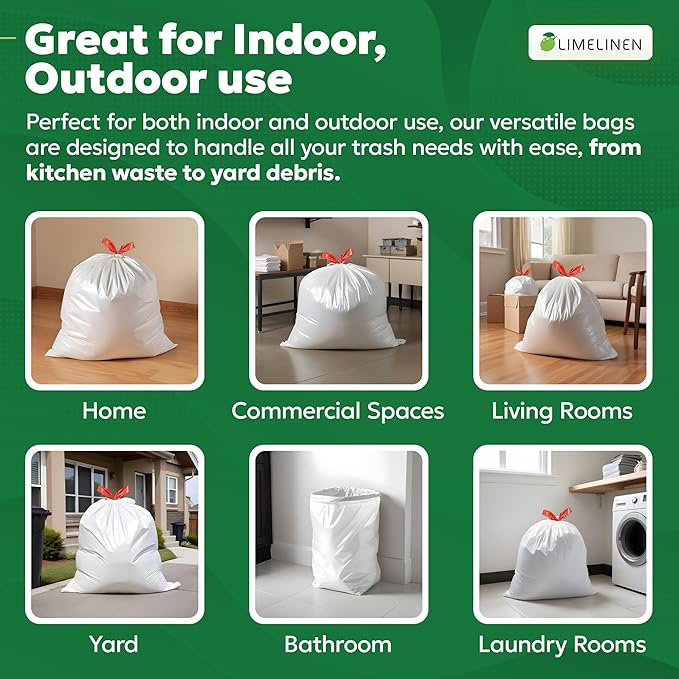 LIMELINEN Tall Kitchen Trash Bags with Drawstring, 800 Count, 13-gallon Trash Bag of 0.9 mil Thickness, Leak and Odor-Resistant, Heavy-Duty Plastic Garbage Bags for Home and Commercial Use