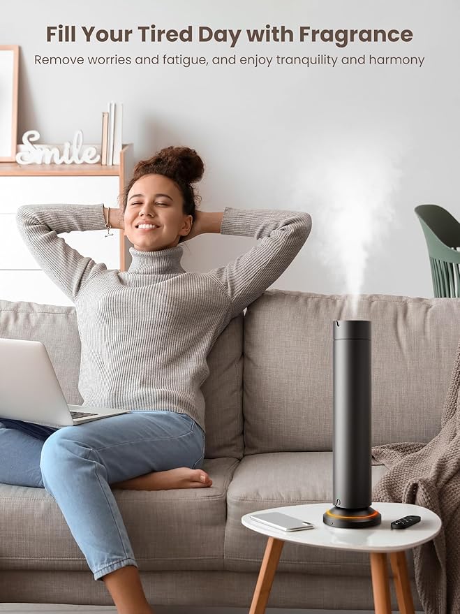 Waterless Scent Diffuser Kit Include 5x20ml Essential Oils, Essential Oil Diffuser for Home, Hotel & Office, APP&Remote Control, Quiet Operation, Pets and Kids Friendly, Max Coverage 1500 Sq Ft