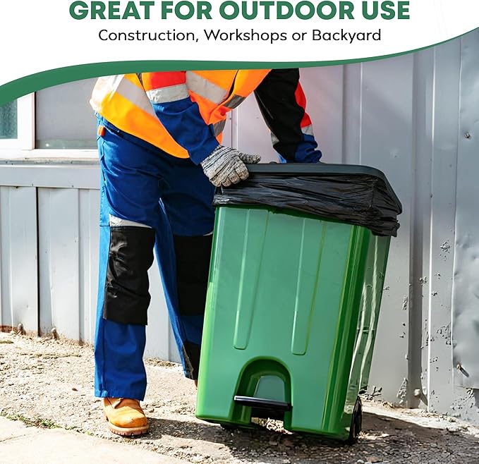 65 Gallon Contractor Heavy Duty Garbage Bags | 50 Bags w/Ties | X-Large 3 MIL Thickness | For Large Commercial Jobs | Construction Clean Up | Trash bags for Yard Clean up - TrashMaster (50)