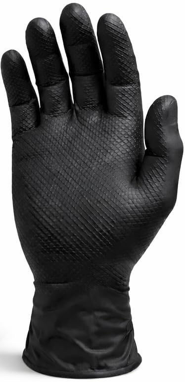 MPD Cobra Guard PRO Black 8-Mil Nitrile Gloves, Diamond Textured Torque Grip.