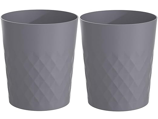 1.8 Gallon Small Trash Can 2 Pack Bathroom Garbage Can Waste Basket Recycling Bin for Dorms Bedrooms Offices Kitchens, Grey