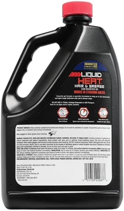 Zep Liquid Heat Clog Dissolver Gel - 1 Gallon (Case of 4) ZULHG128 - Professional Strength Formula Works in less than 10 Minutes