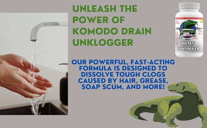 KOMODO Drain UnKlogger – 4 Pack – 8Lbs – Professional Drain Cleaning Solution